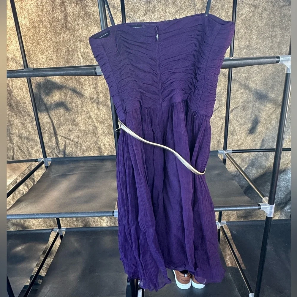 Donna Morgan 100% silk strapless draped Grecian dark purple cocktail dress - Picture 5 of 7